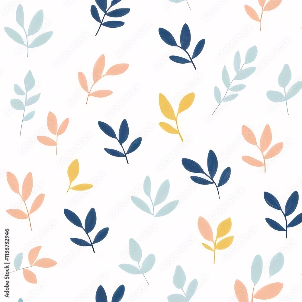 Seamless pastel leaf pattern, spring floral design. Seamless pastel leaf pattern, spring floral design.