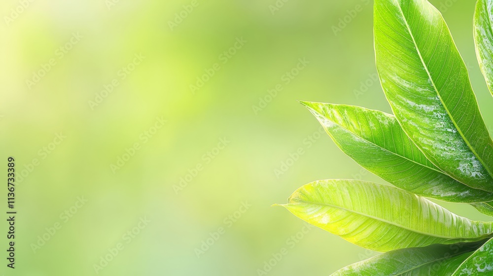 Fototapeta premium A close up of a green leaf with water droplets on it