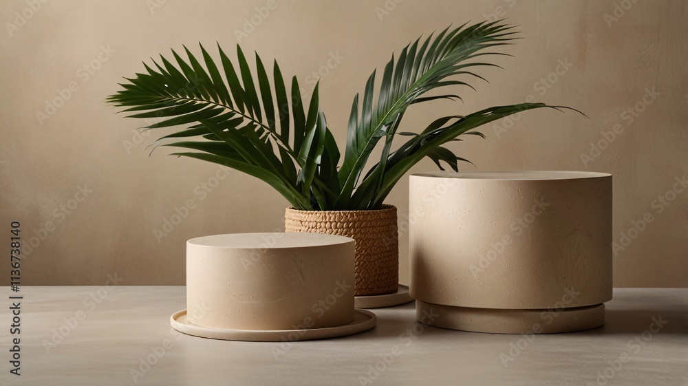 Palm Leaves and Soft Beige Minimalist Background V4 Palm Leaves and Soft Beige Minimalist Background V4