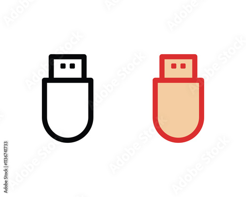 flat USB stick icon vector illustration