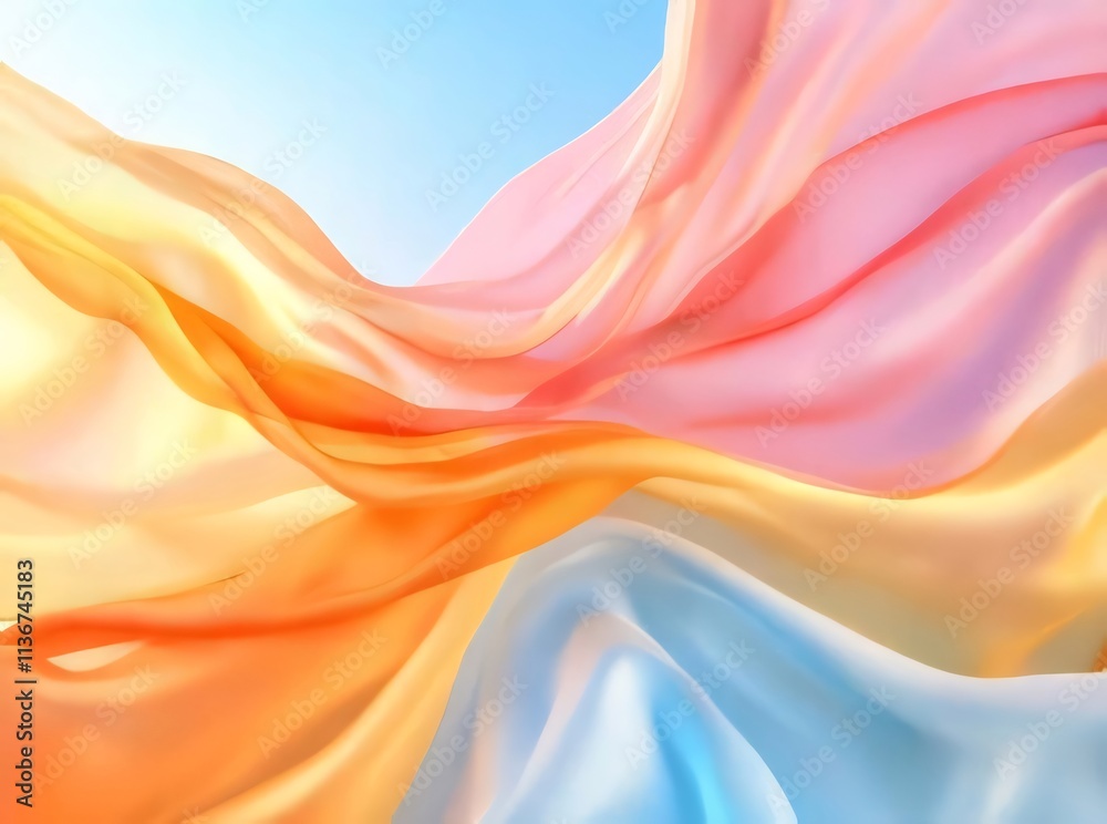 Abstract pastel fabric flowing in the wind, soft colors, light, airy, elegant. Abstract pastel fabric flowing in the wind, soft colors, light, airy, elegant.