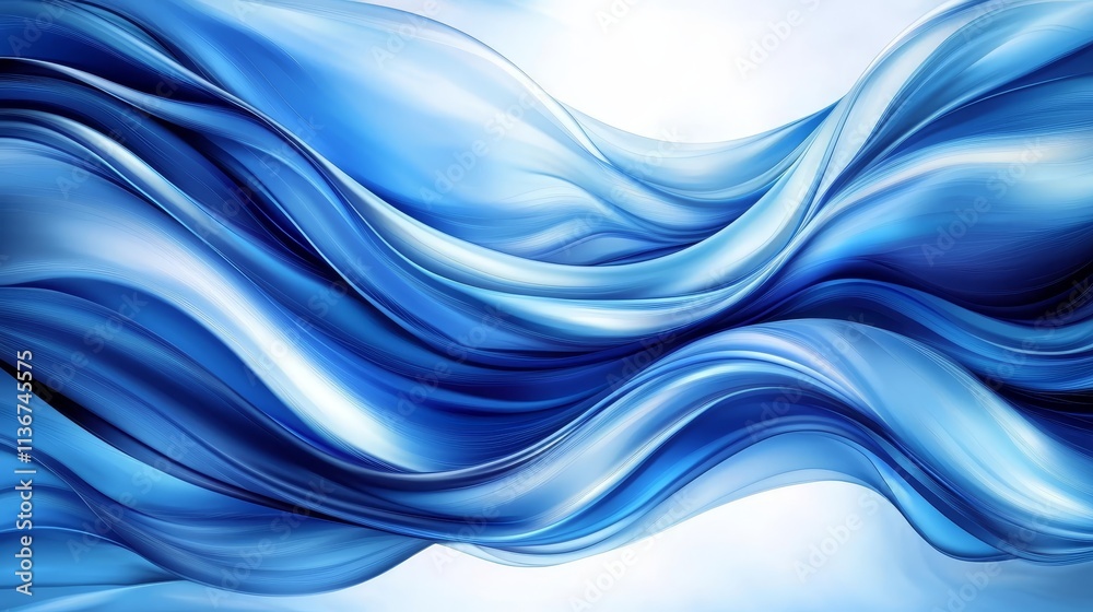 A blue and white abstract background with wavy lines A blue and white abstract background with wavy lines