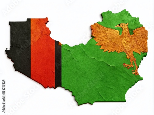 Zambia Flag Map Collection Isolated on White Background for Educational and Informational Use in Geography, Travel, and Culture Contexts