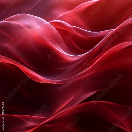 Glowing neon red wave line on dark background with vibrant motion. Generative AI