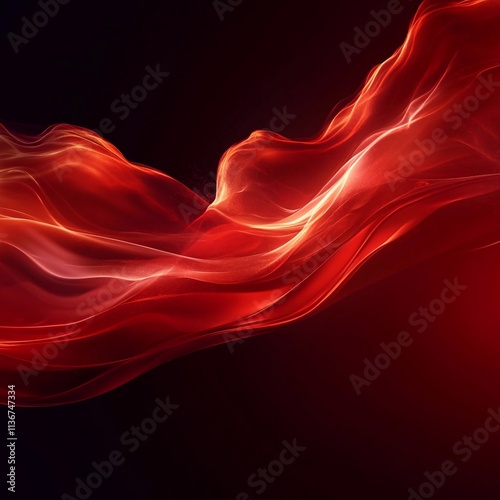 Glowing neon red wave line on dark background with vibrant motion. Generative AI