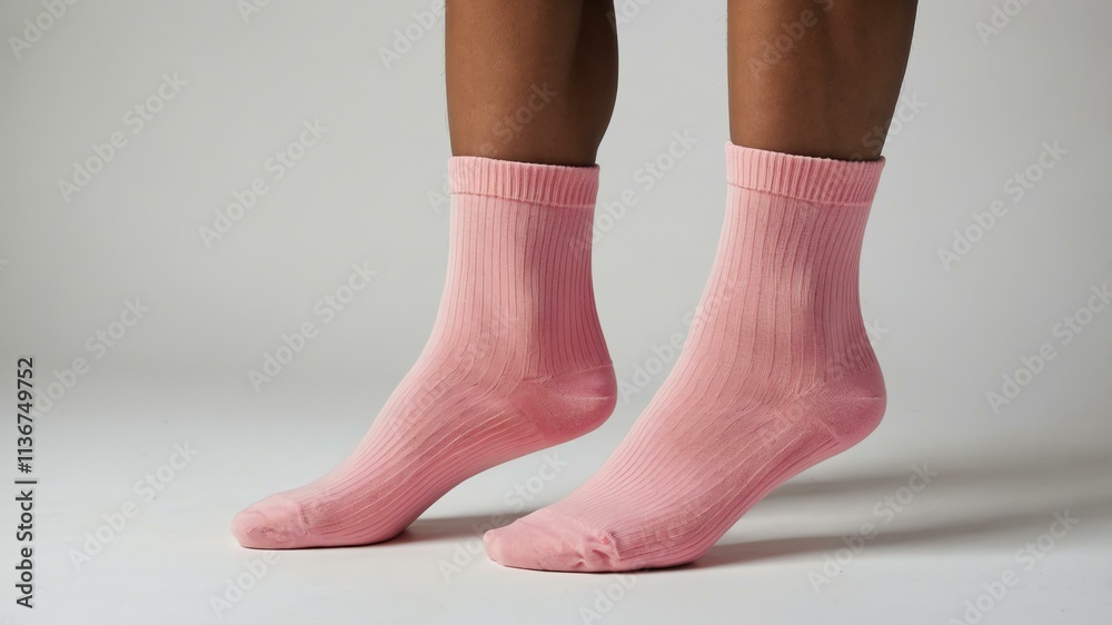 aesthetic pink themed socks isolated on plain white background