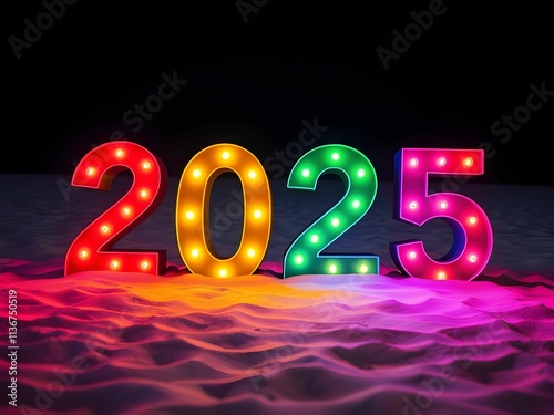 Vibrant Happy New Year 2025 Celebration Design photo