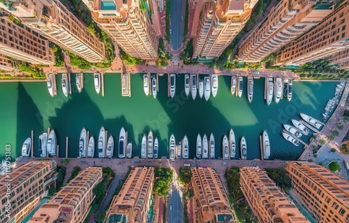 Monaco, Fontvieille, August A panoramic top view of Port Fontvieille, including Cap d'Ail and Monaco-Ville photo