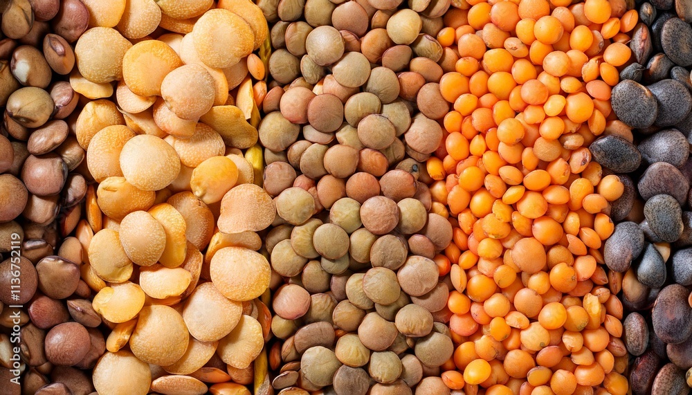 mixed lentils beans top view, AI generated mixed lentils beans top view, AI generated