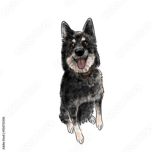 Cute dog pet watercolor style illustration