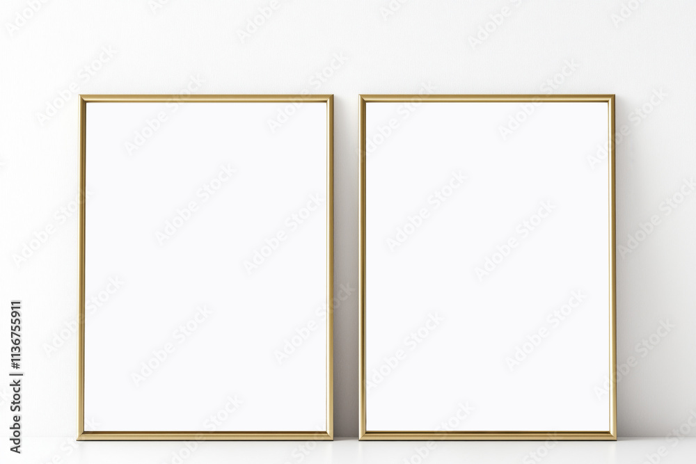 Two gold modern mock up poster frames Two gold modern mock up poster frames