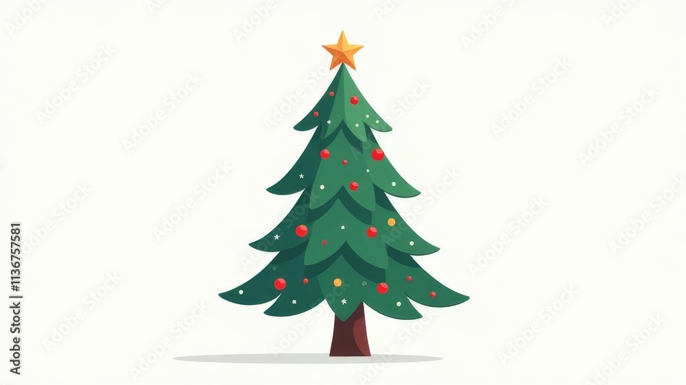Fototapeta premium Christmas tree standing in the snow during falling snow
