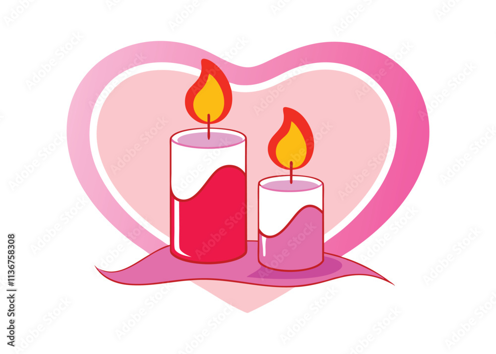 Romantic Candlelight Hearts Vector Design.