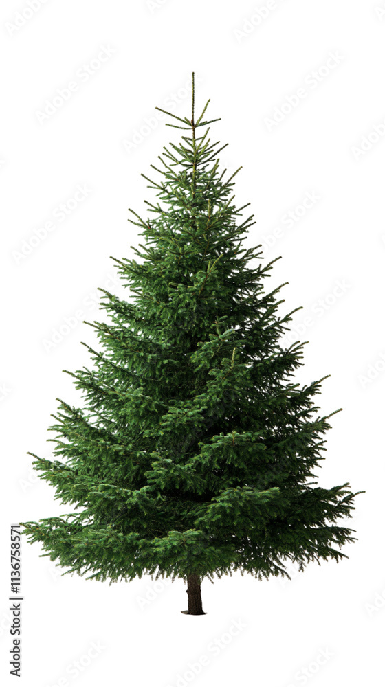 Obraz premium A Christmas tree adorned with a star on top, isolated on a transparent background, ideal for holiday, festive, or seasonal-themed designs.