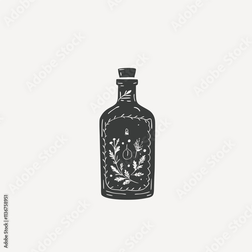 Glass-bottled olive oil, golden, pure, ideal for healthy cooking Vector cartoon illustration isolated on white background