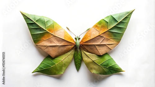 Abstract Origami Butterfly Leaf Imagery: Vibrant Foliage and Organic Patterns for Artistic Stock Photography