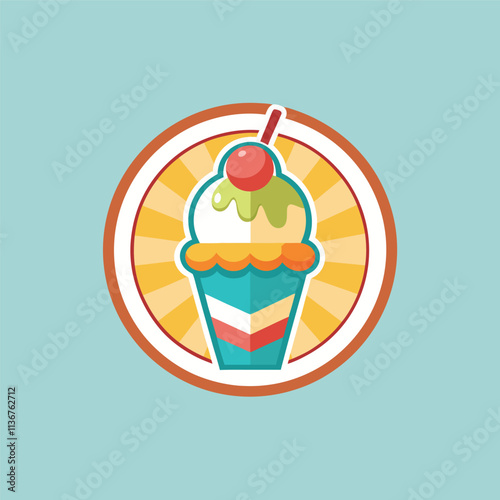 Icecream graphic element collection. Hand drawn with trendy colors. Summer sweets Isolated vector illustration
