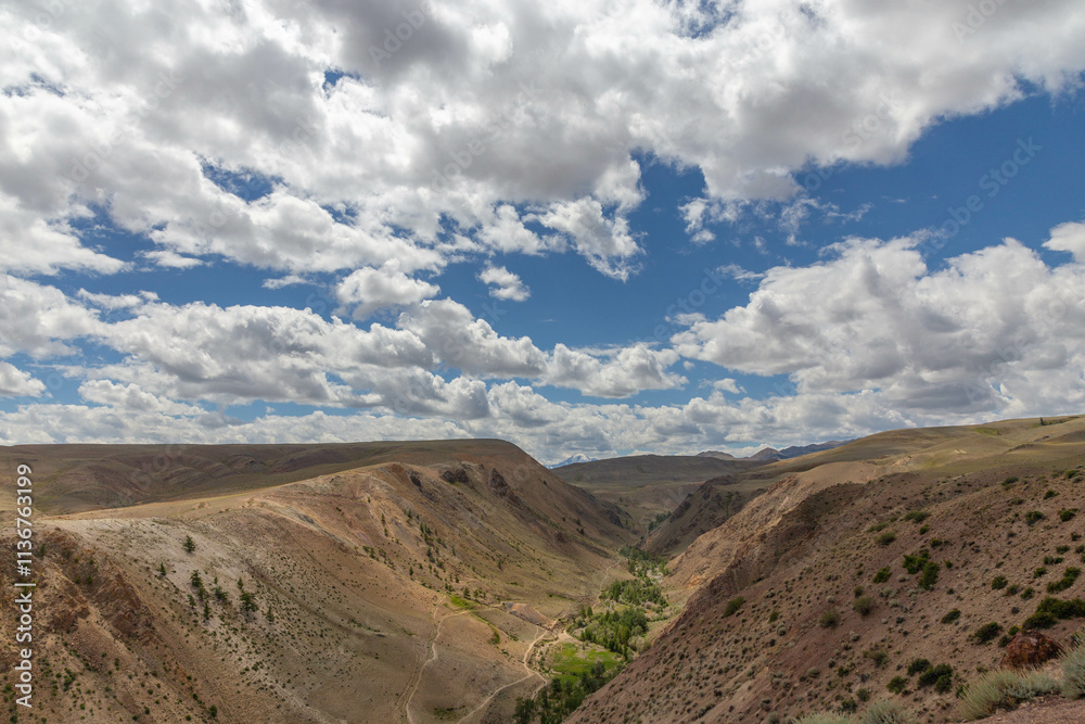 Kyzyl Chin valley, also called as Mars valley. Near Chagan Uzun village, Altai republic, Russia. Kyzyl Chin valley, also called as Mars valley. Near Chagan Uzun village, Altai republic, Russia.