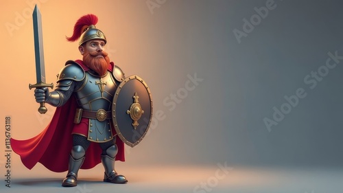 illustration of cartoon male warrior in armor photo