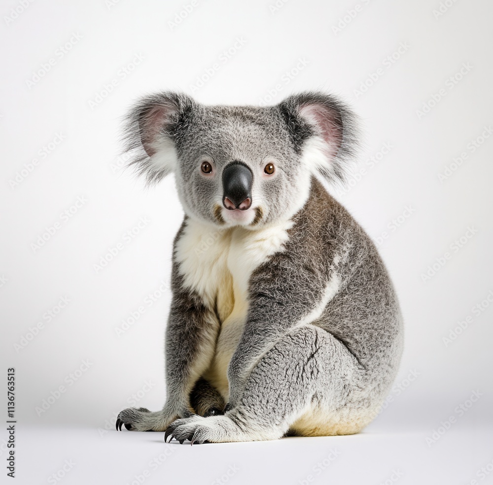 Fototapeta premium A male koala bear depicted against a white backdrop