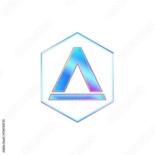Free Download Holographic Hexagon Logo: A modern, iridescent logo design featuring a stylized 