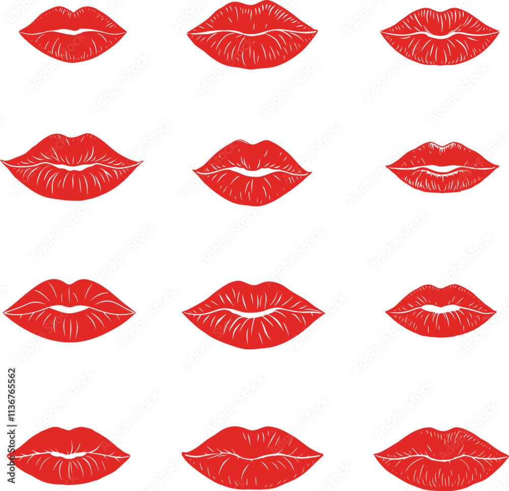 kiss print, lips, valentine day vector icon set. kiss print, lips, valentine day vector icon set.