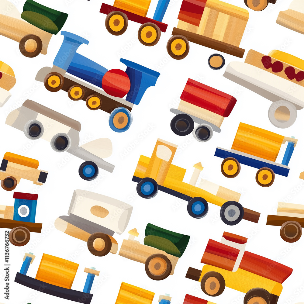 Seamless pattern of toy trains, Christmas design Seamless pattern of toy trains, Christmas design