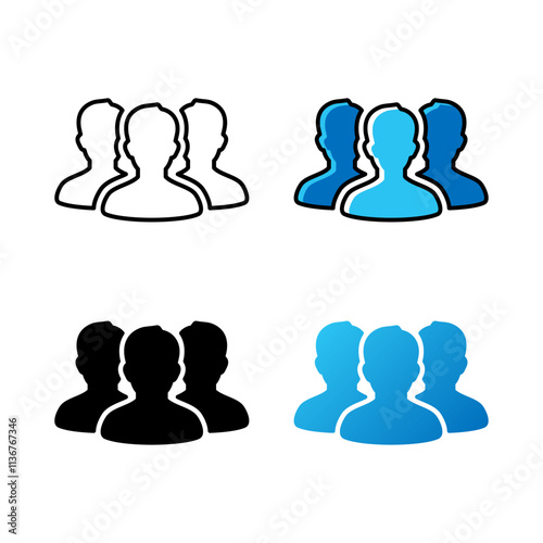 Group of people icon. Community icon. Staff and crew member symbol.