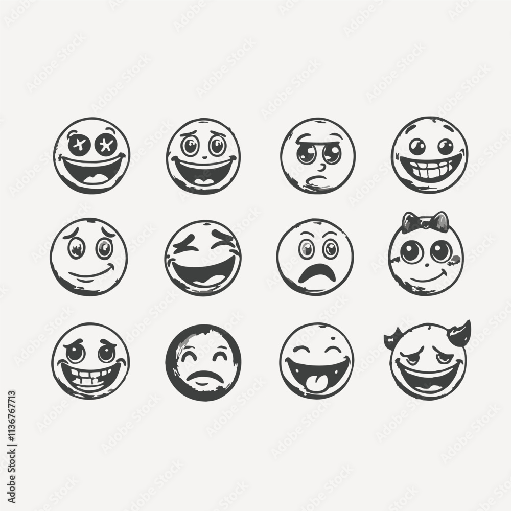 Black silhouette Collection of funny and scary round orange stickers with a faces for Halloween Isolated vector illustration Black silhouette Collection of funny and scary round orange stickers with a faces for Halloween Isolated vector illustration