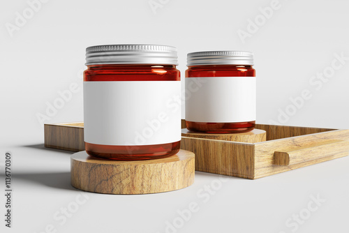 Blank jam jar for mockup - 3D rendering