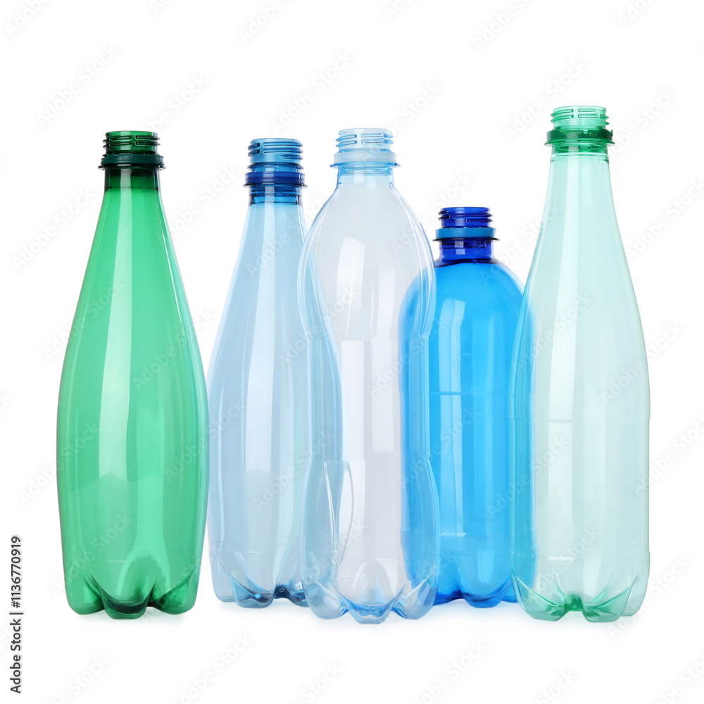 Many empty plastic bottles isolated on white Many empty plastic bottles isolated on white