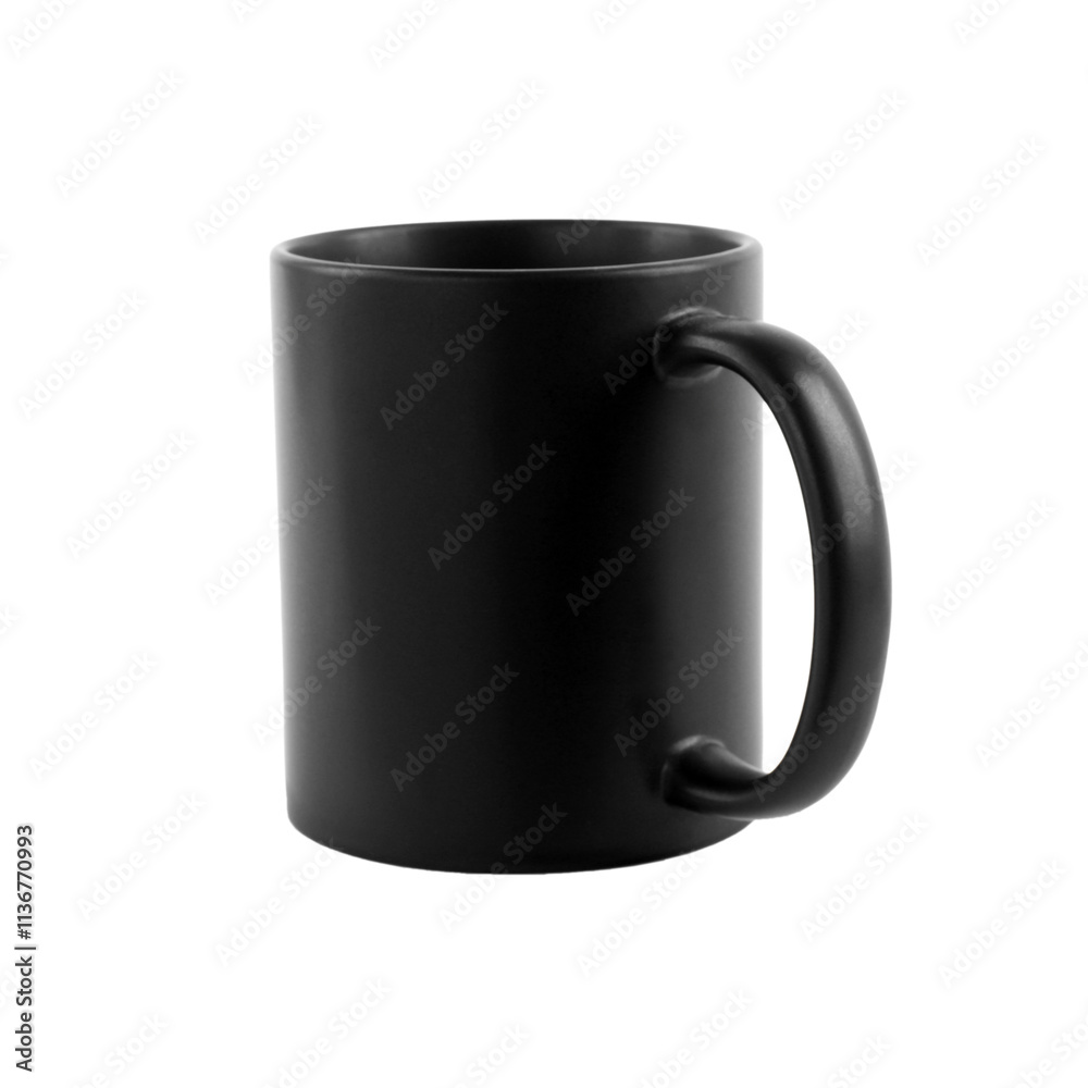 One blank black ceramic mug isolated on white. Mockup for design One blank black ceramic mug isolated on white. Mockup for design
