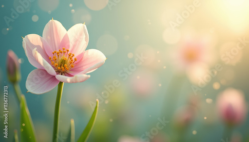Pink flower blooming in a field on a sunny day