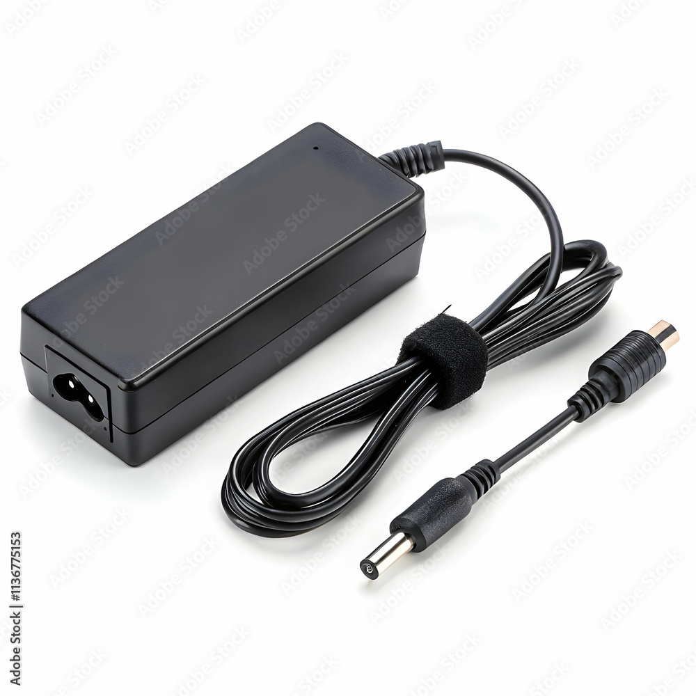A laptop power adapter provides electrical power to a laptop, converting A laptop power adapter provides electrical power to a laptop, converting