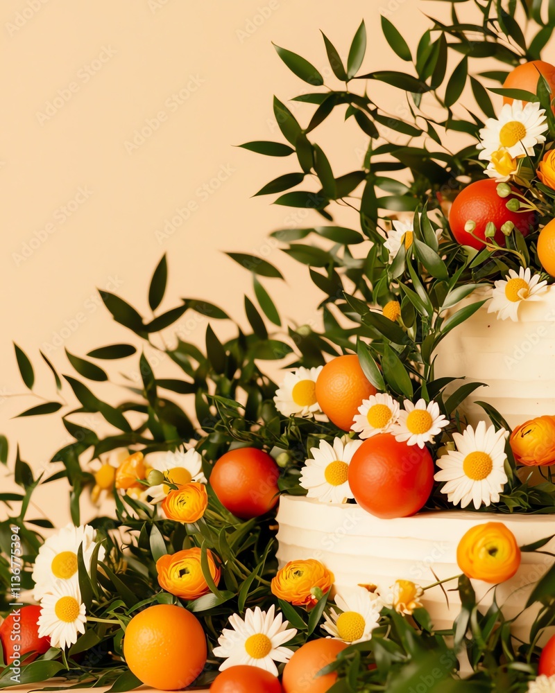 Multitiered wedding cake made entirely with plantbased ingredients Multitiered wedding cake made entirely with plantbased ingredients