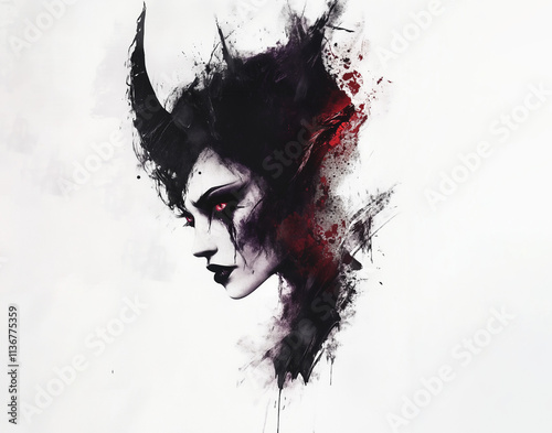 woman demon on white background