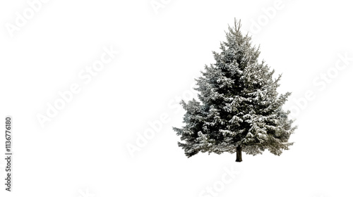 Snow Covered Evergreen Tree  Winter Nature  Frosty Branches  Christmas  Holiday  Season s photo