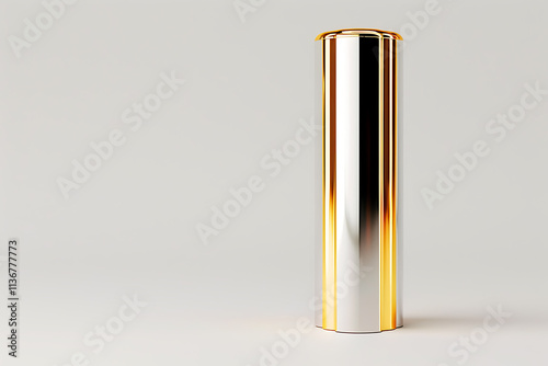 luxury table decor, a long cylinder chrome made of gold
