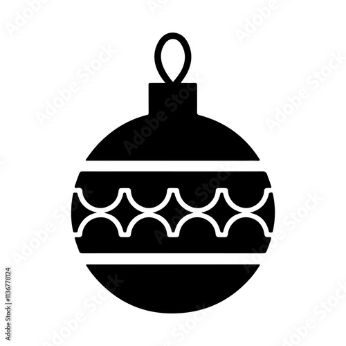 Merry Christmas Black and White Holiday Bauble ornament silhouette vector Illustration.