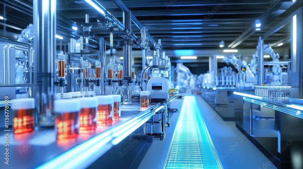 Fototapeta premium Futuristic Laboratory Interior with Scientific Equipment and Glassware