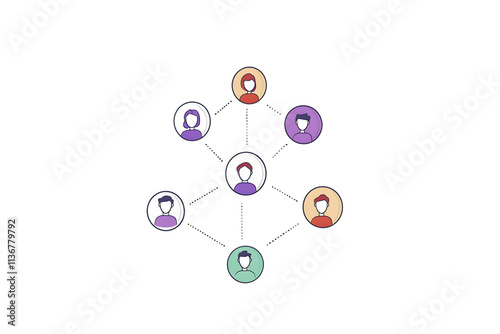 Illustration of a work organization chart. Business concept.