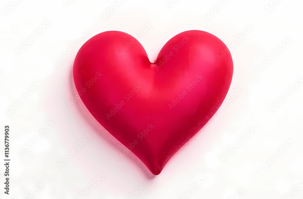 Red heart on white background with copy space. Valentine's Day card