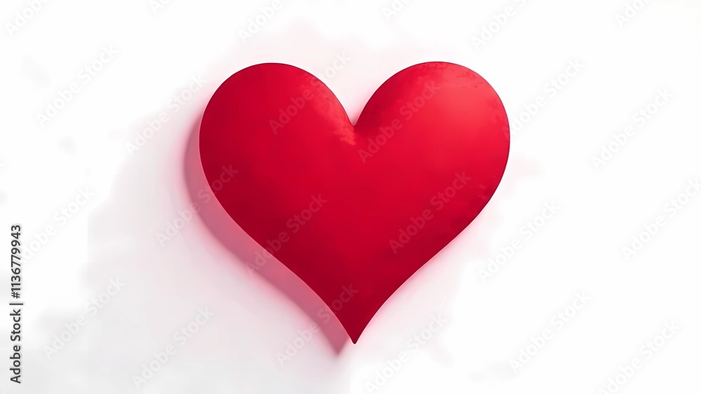 Obraz premium Red heart on white background with copy space. Valentine's Day card