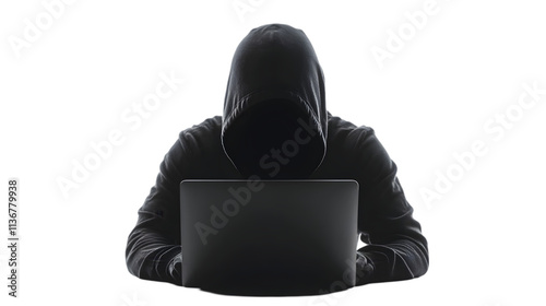 Anonymous Hacker Silhouette Using Laptop  Cybersecurity  Digital Crime  Internet Security