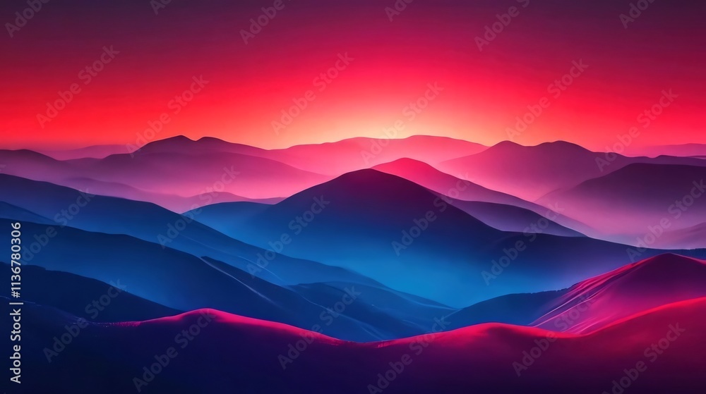 Colorful mountains at sunset with rolling layers. Colorful mountains at sunset with rolling layers.