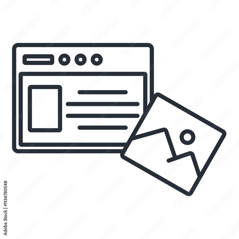 digital content icon. vector.Editable stroke.linear style sign for use web design,logo.Symbol illustration.