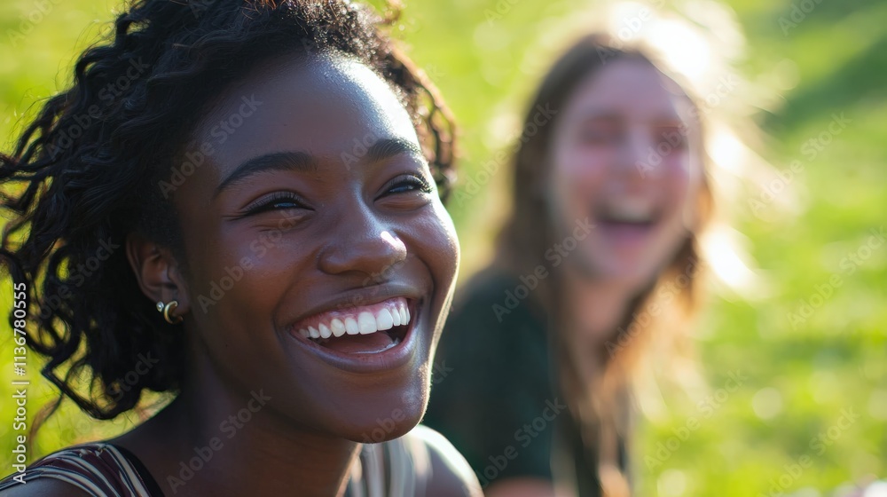 A group of friends enjoying a picnic, laughing together, natural sunlight, grassy park background, A group of friends enjoying a picnic, laughing together, natural sunlight, grassy park background,