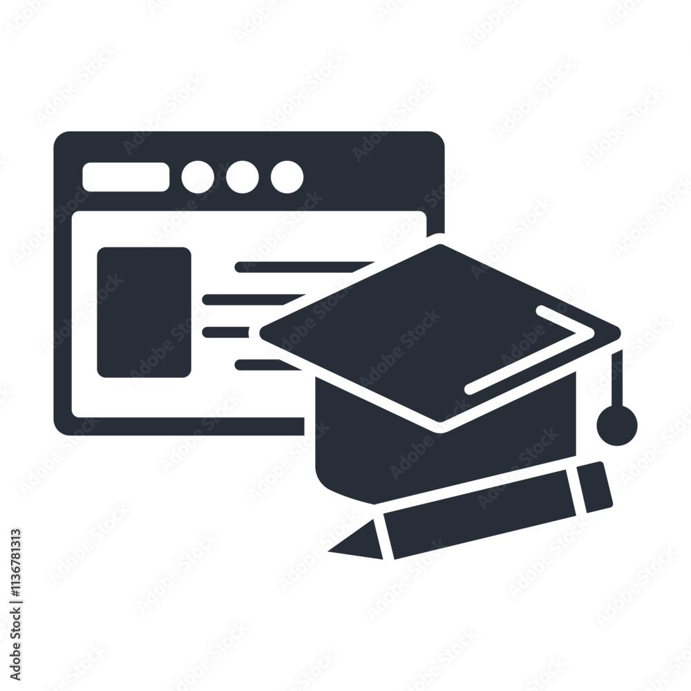 e learning icon. vector.Editable stroke.linear style sign for use web design,logo.Symbol illustration. e learning icon. vector.Editable stroke.linear style sign for use web design,logo.Symbol illustration.