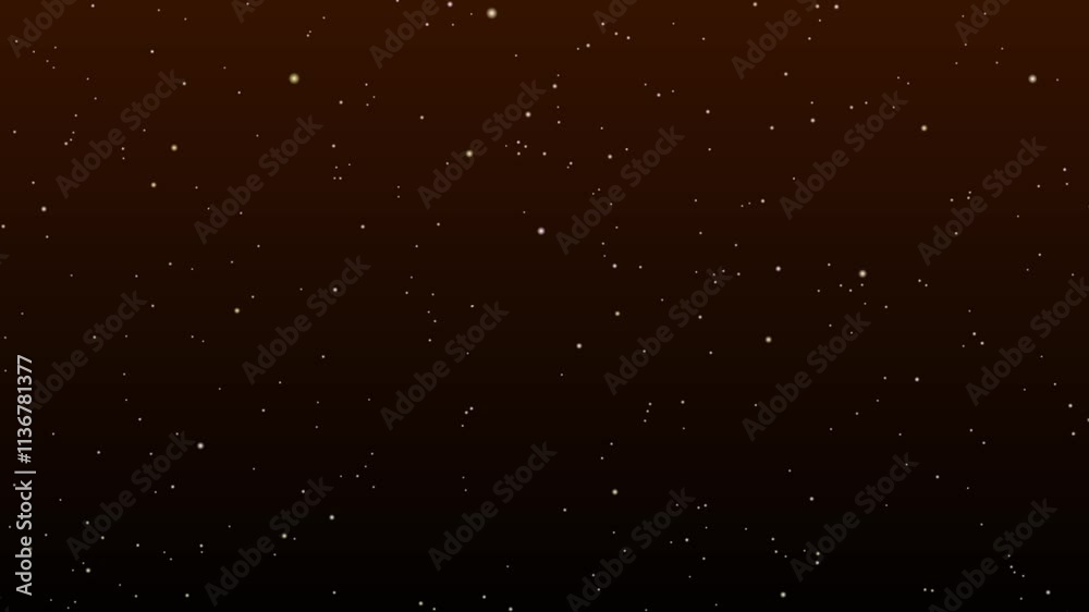 plan fixe arrière plan pour usage graphique, pour montage vidéo, animation avec des étoiles venant doucement vers la camera, avec teinte chaleureuse