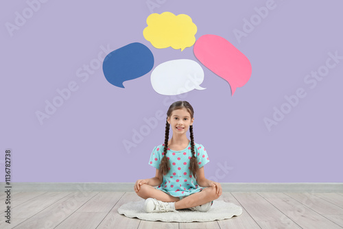 Cute little girl with blank...